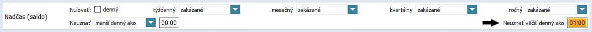 Neuznať väťší denný ako - nastavenie v skupine