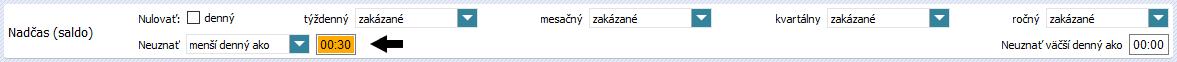 Neuznať menší denný ako - nastavenie v skupine